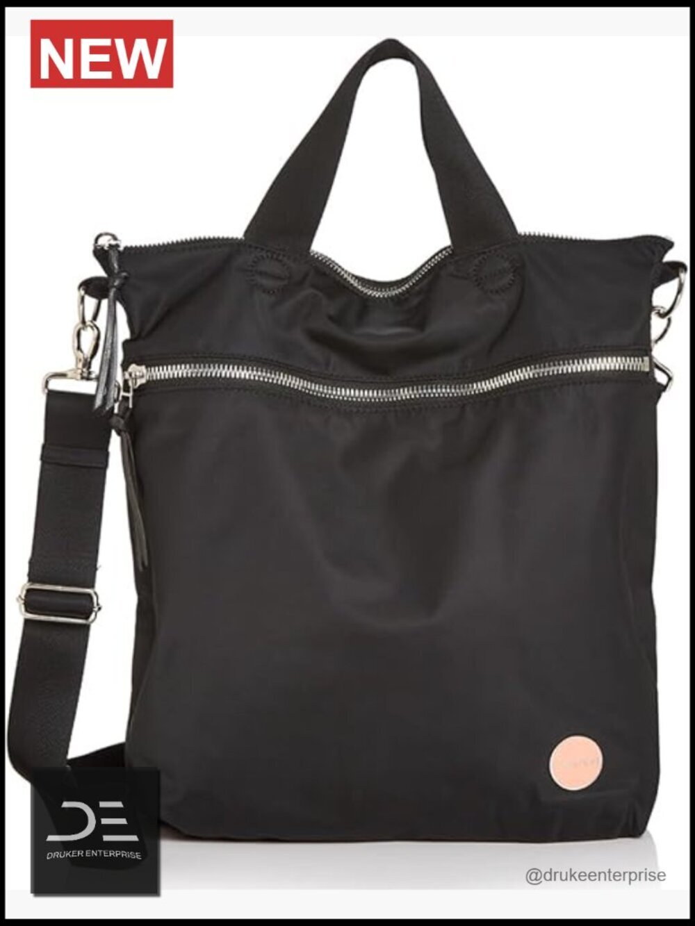 Large Nylon Messenger Crossbody Bag with Adjustable Strap